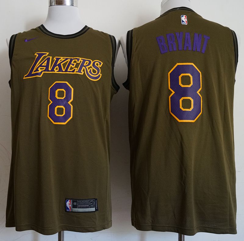 Men Los Angeles Lakers 8 Bryant Military green Game Nike NBA Jerseys